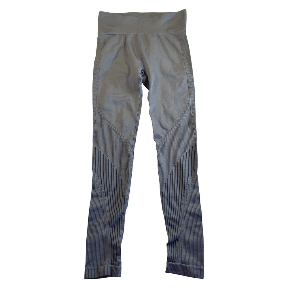 ZYIA Activewear Seamless Leggings Athleisure Yoga Gray Ribbed Detail‎